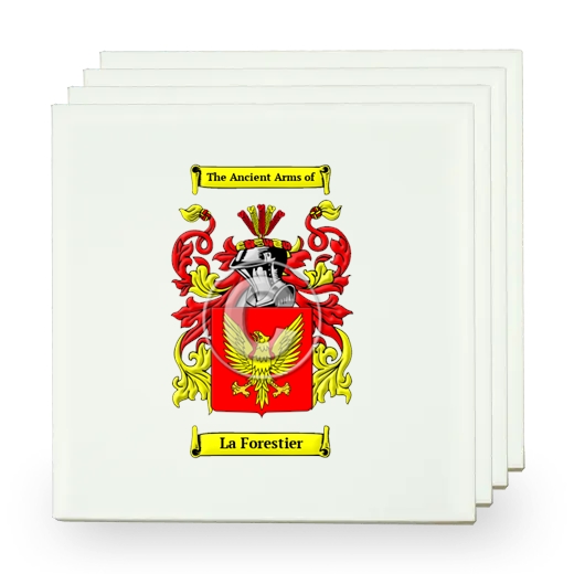 La Forestier Set of Four Small Tiles with Coat of Arms